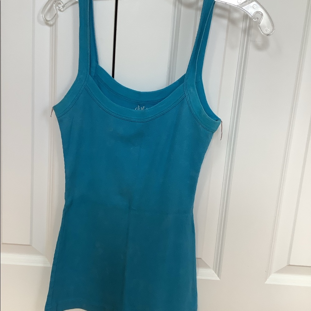 Dots turquoise blue ribbed tank top